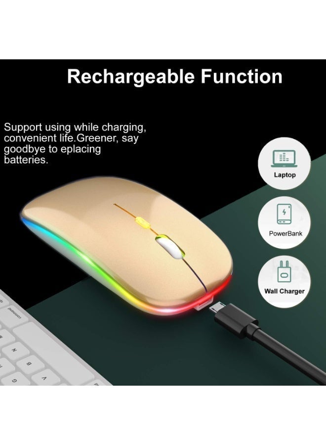 شو وو ماوس لاسلكي LED قابل لإعادة الشحن، ماوس صامت رفيع 2.4 جيجا هرتز، ماوس مكتبي بصري محمول مع مستقبل USB وType-c للكمبيوتر المحمول والكمبيوتر الشخصي والكمبيوتر المحمول والكمبيوتر المكتبي - Image 2